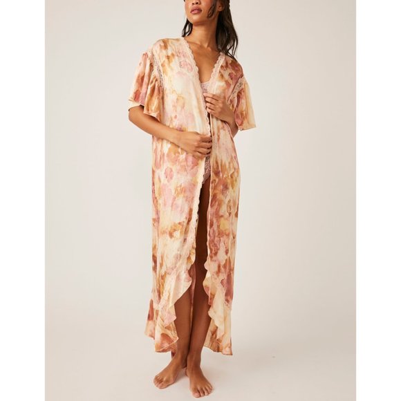 FREE PEOPLE Moonbeams Washed Robe / Sweet Combo Kimono Pajama Set size M - Picture 8 of 15